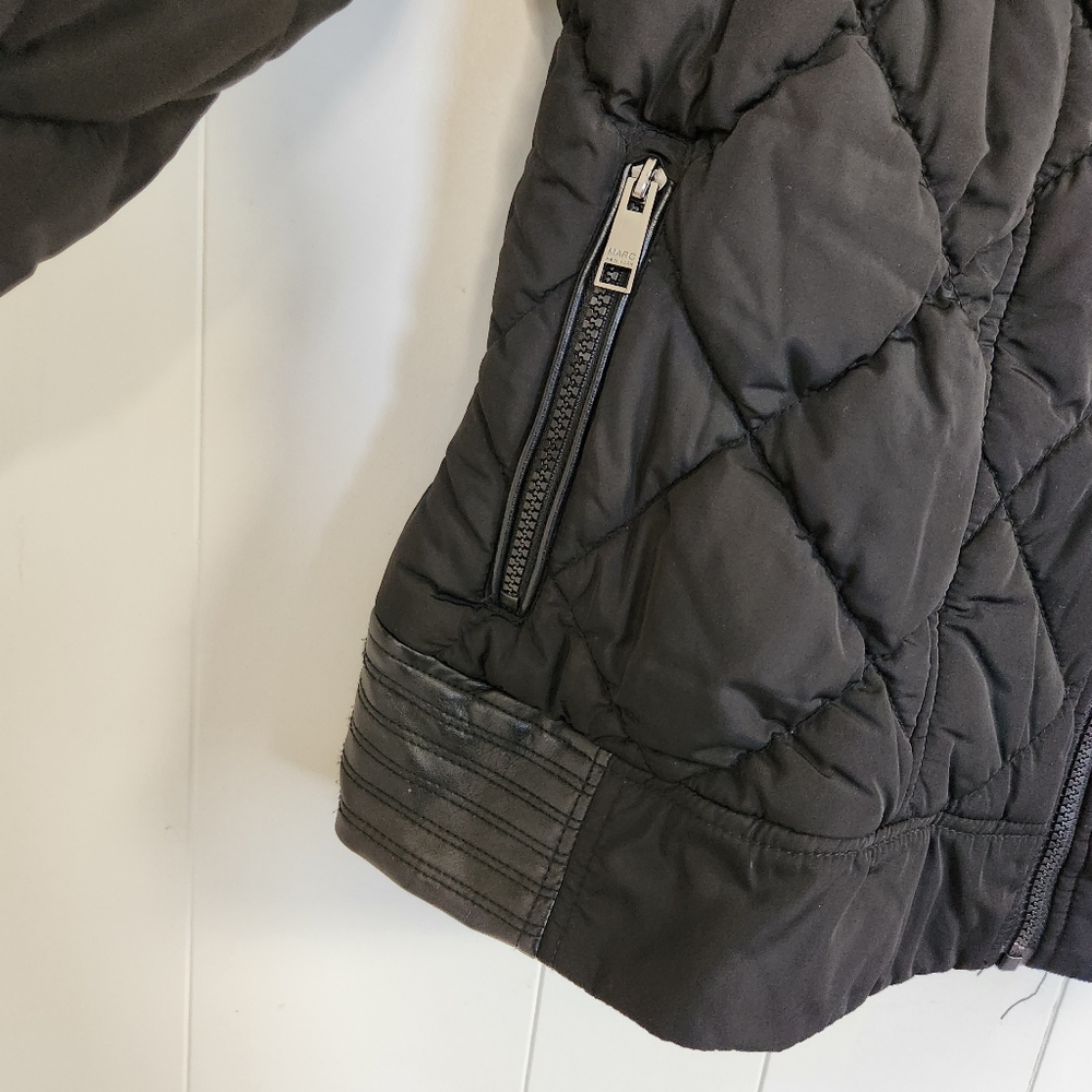 Marc New York Zip Up Moto Winter Jacket Vest Short Puffer Minimalist Coat Black - Picture 4 of 14